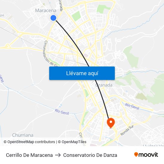 Cerrillo De Maracena to Conservatorio De Danza map