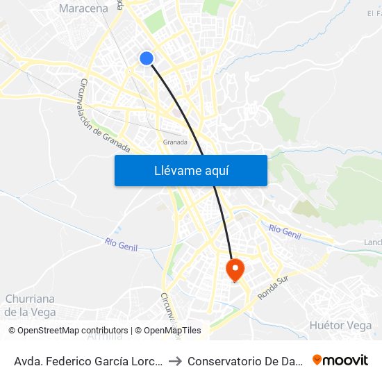 Avda. Federico García Lorca 9 to Conservatorio De Danza map