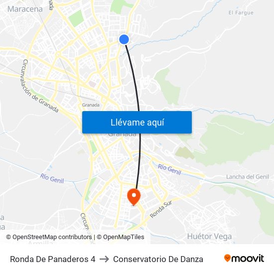 Ronda De Panaderos 4 to Conservatorio De Danza map