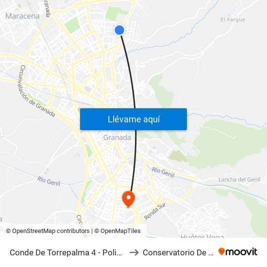 Conde De Torrepalma 4 - Polideportivo to Conservatorio De Danza map
