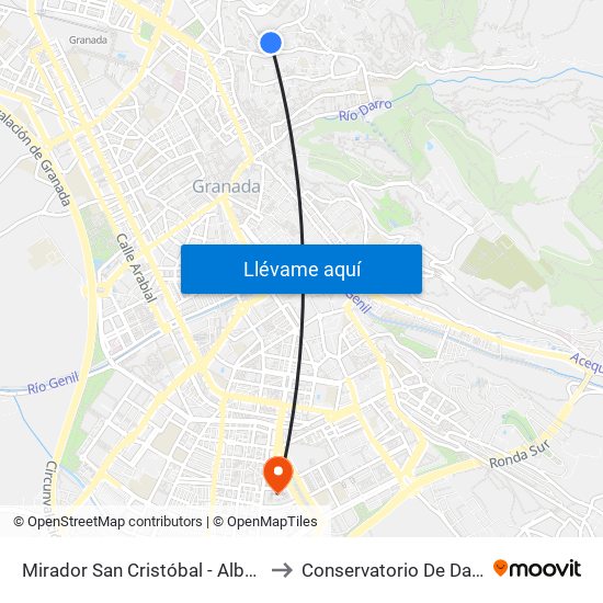 Mirador San Cristóbal - Albaicín to Conservatorio De Danza map