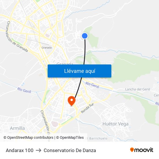 Andarax 100 to Conservatorio De Danza map