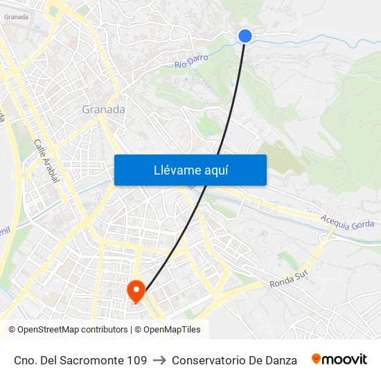 Cno. Del Sacromonte 109 to Conservatorio De Danza map