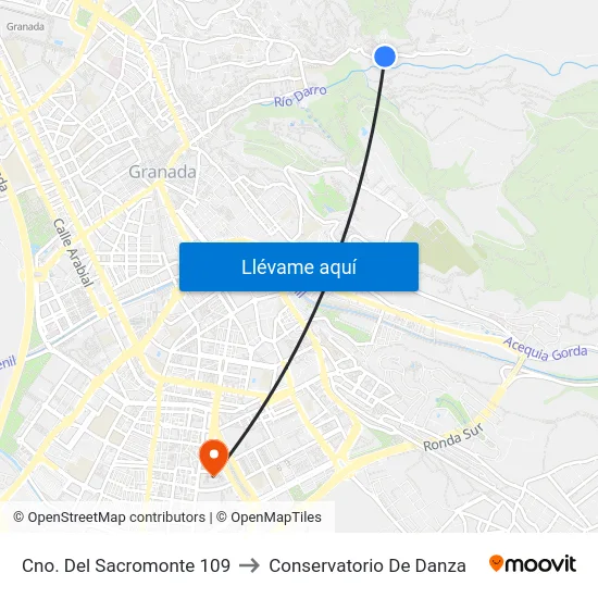 Cno. Del Sacromonte 109 to Conservatorio De Danza map