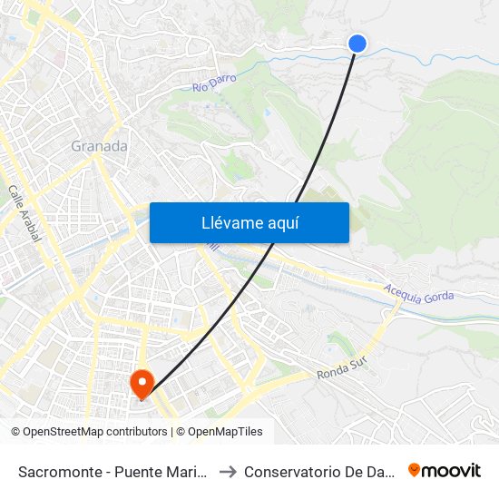 Sacromonte - Puente Mariano to Conservatorio De Danza map