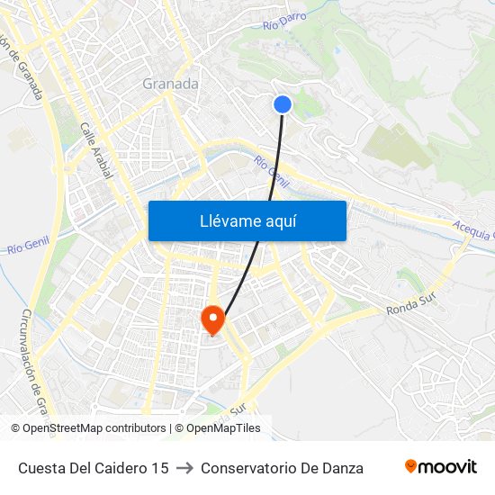 Cuesta Del Caidero 15 to Conservatorio De Danza map
