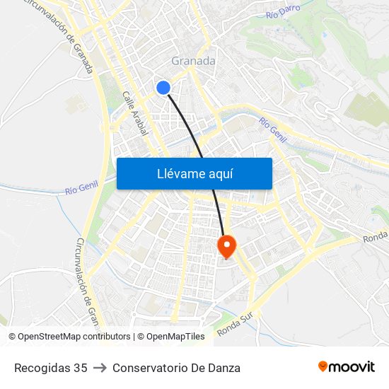 Recogidas 35 to Conservatorio De Danza map