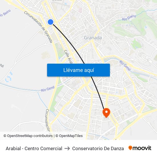 Arabial - Centro Comercial to Conservatorio De Danza map