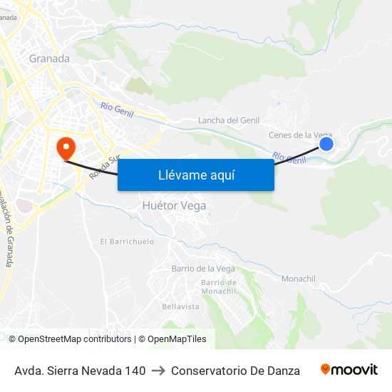 Avda. Sierra Nevada 140 to Conservatorio De Danza map