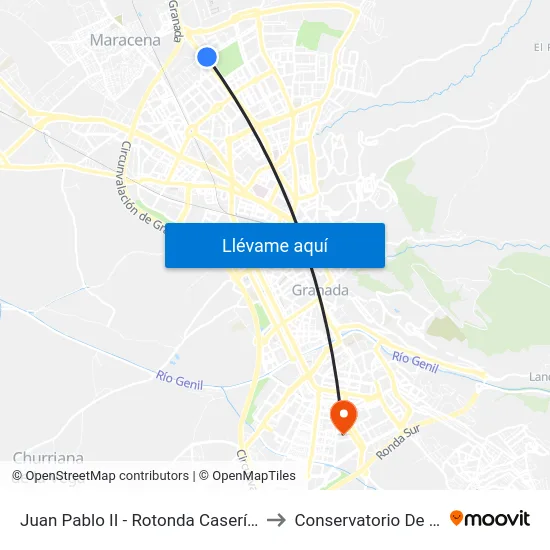 Juan Pablo II - Rotonda Casería  Aguirre to Conservatorio De Danza map