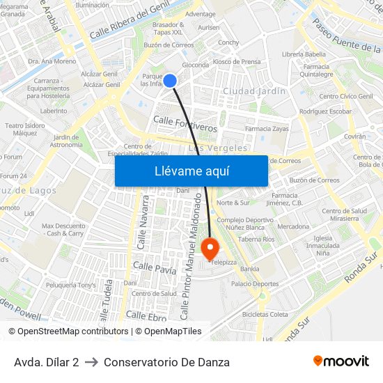 Avda. Dílar 2 to Conservatorio De Danza map