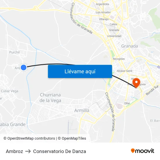 Ambroz to Conservatorio De Danza map