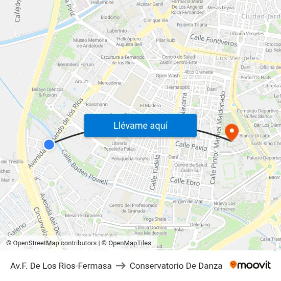 Av.F. De Los Rios-Fermasa to Conservatorio De Danza map