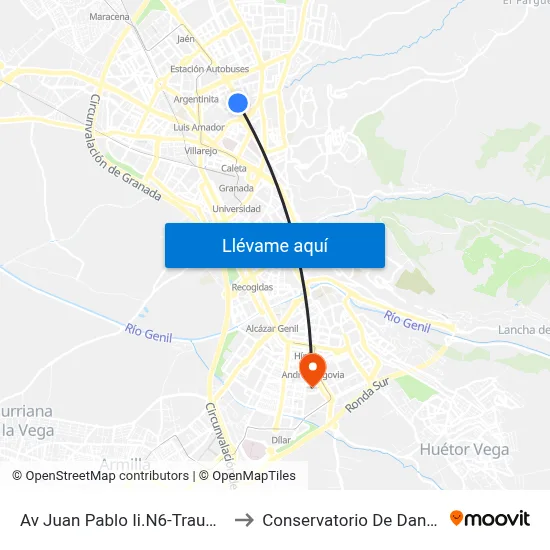 Av Juan Pablo Ii.N6-Trauma to Conservatorio De Danza map