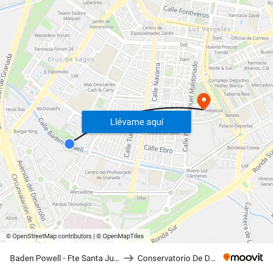 Baden Powell - Fte Santa Juliana to Conservatorio De Danza map