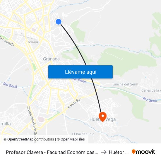 Profesor Clavera - Facultad Económicas Y Empresariales to Huétor Vega map