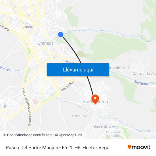 Paseo Del Padre Manjón - Fte 1 to Huétor Vega map