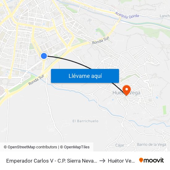 Emperador Carlos V - C.P. Sierra Nevada to Huétor Vega map
