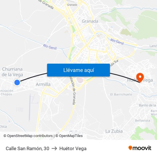 Calle San Ramón, 30 to Huétor Vega map