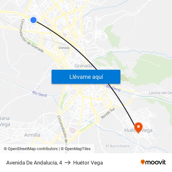 Avenida De Andalucía, 4 to Huétor Vega map