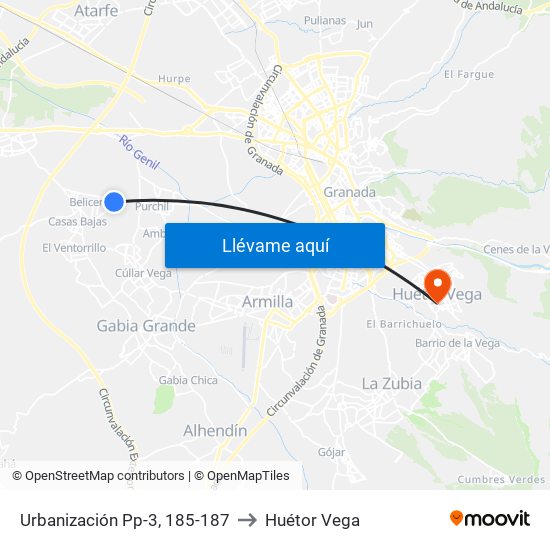 Urbanización Pp-3, 185-187 to Huétor Vega map