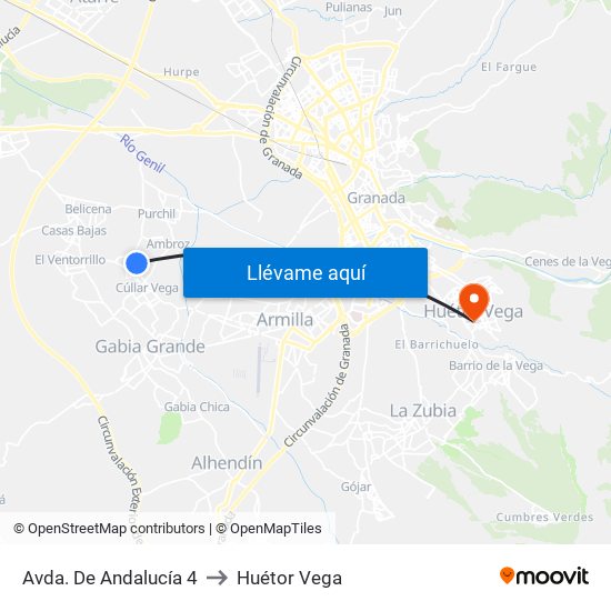Avda. De Andalucía 4 to Huétor Vega map