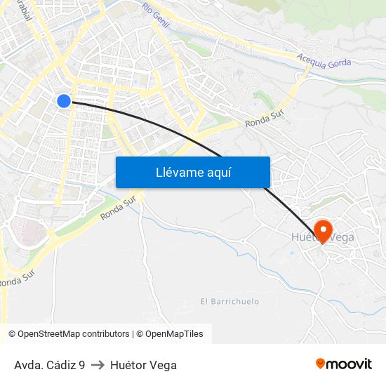 Avda. Cádiz 9 to Huétor Vega map
