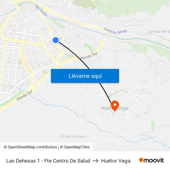 Las Dehesas 1 - Fte Centro De Salud to Huétor Vega map