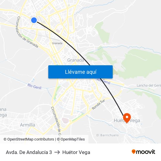 Avda. De Andalucía 3 to Huétor Vega map