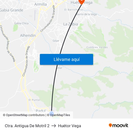 Ctra. Antigua De Motril 2 to Huétor Vega map