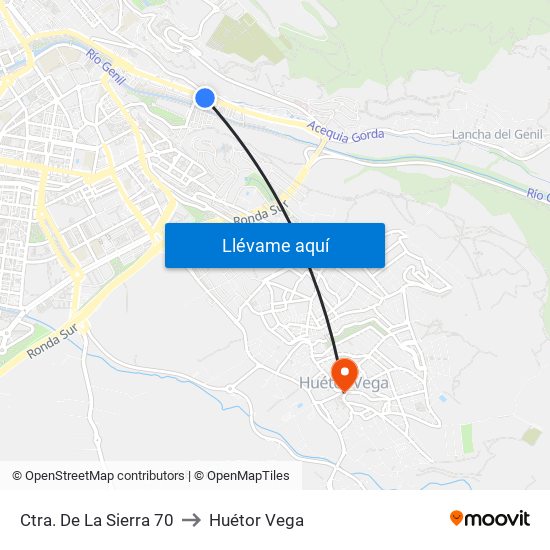 Ctra. De La Sierra 70 to Huétor Vega map