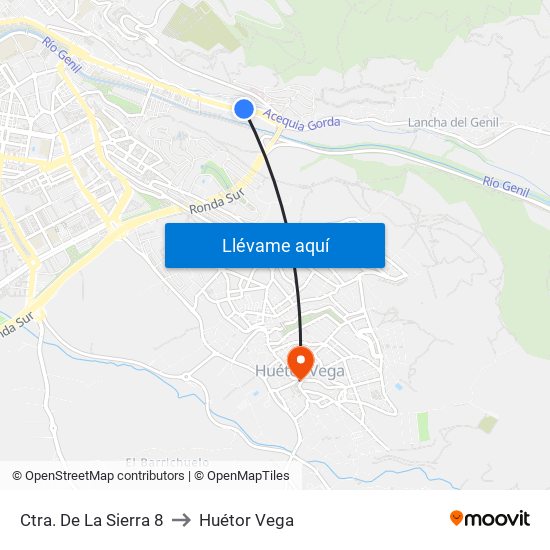 Ctra. De La Sierra 8 to Huétor Vega map