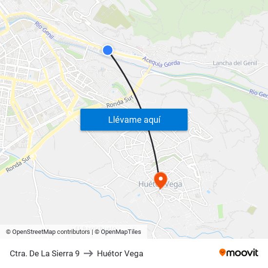 Ctra. De La Sierra 9 to Huétor Vega map