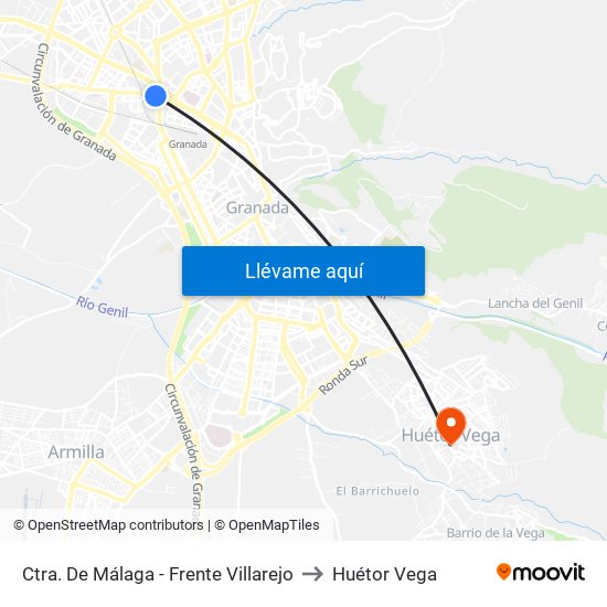 Ctra. De Málaga -  Frente Villarejo to Huétor Vega map