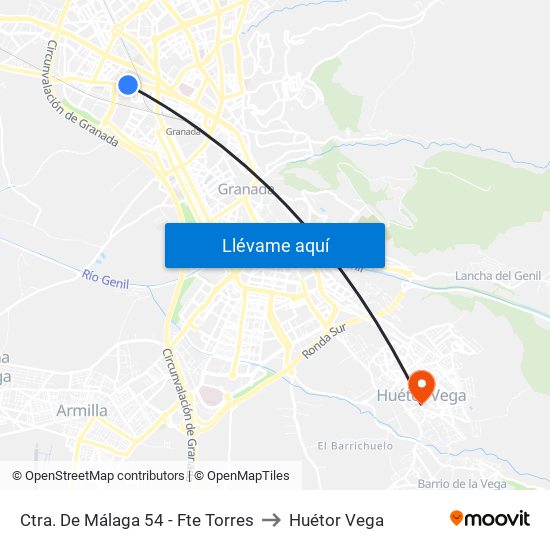 Ctra. De Málaga 54 - Fte Torres to Huétor Vega map