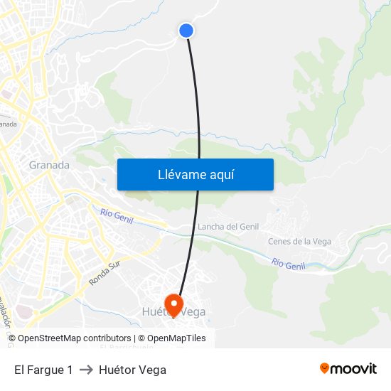 El Fargue 1 to Huétor Vega map