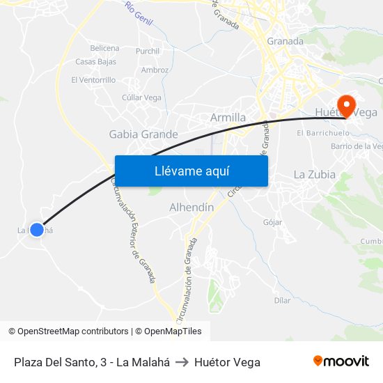 Plaza Del Santo, 3 - La Malahá to Huétor Vega map