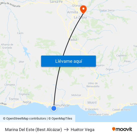 Marina Del Este (Best Alcázar) to Huétor Vega map