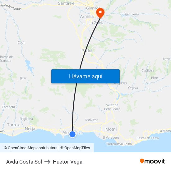 Avda Costa Sol to Huétor Vega map