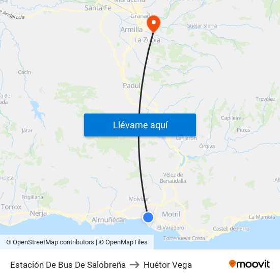 Estación De Bus De Salobreña to Huétor Vega map