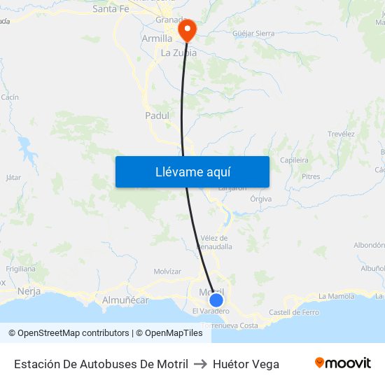 Estación De Autobuses De Motril to Huétor Vega map