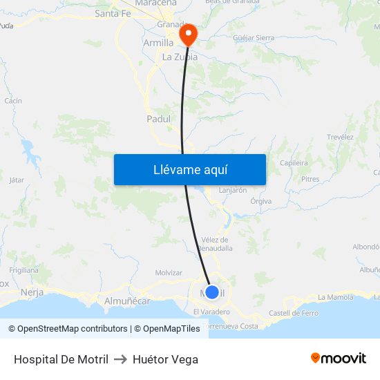 Hospital De Motril to Huétor Vega map
