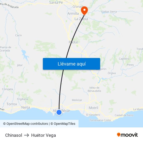 Chinasol to Huétor Vega map