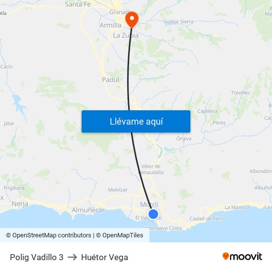 Polig Vadillo 3 to Huétor Vega map