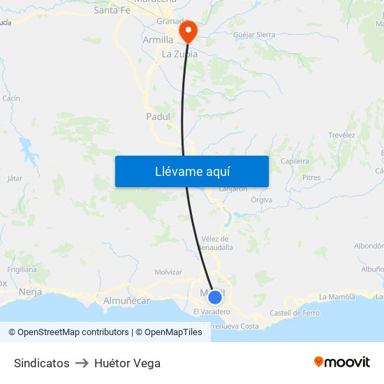 Sindicatos to Huétor Vega map