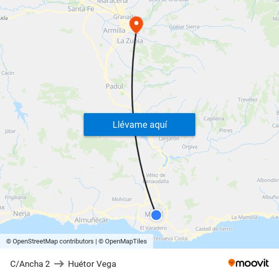 C/Ancha 2 to Huétor Vega map