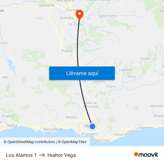 Los Alamos 1 to Huétor Vega map