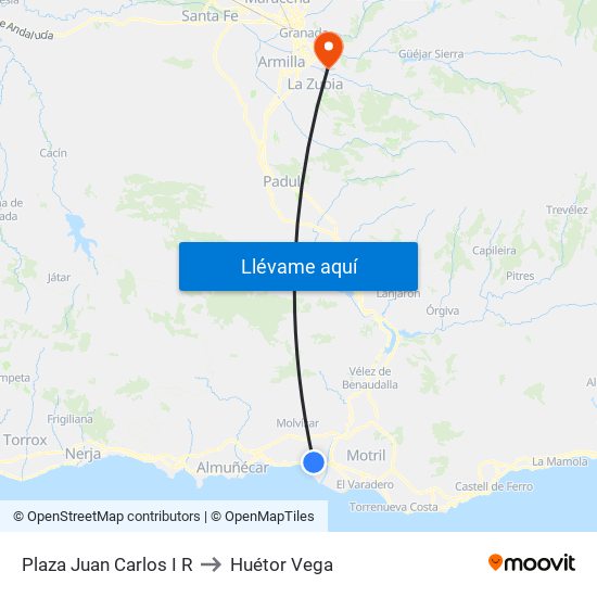 Plaza Juan Carlos I R to Huétor Vega map