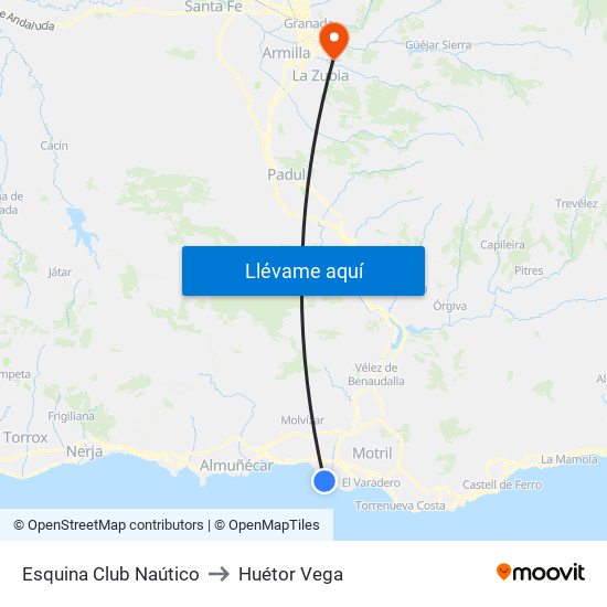 Esquina Club Naútico to Huétor Vega map