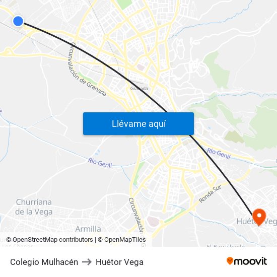 Colegio Mulhacén to Huétor Vega map